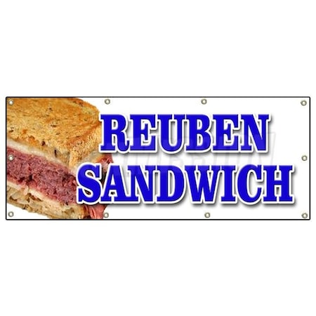 Signmission Reuben Sandwich Banner Heavy Duty 13 Oz Vinyl with Grommets B-96 Reuben Sandwich